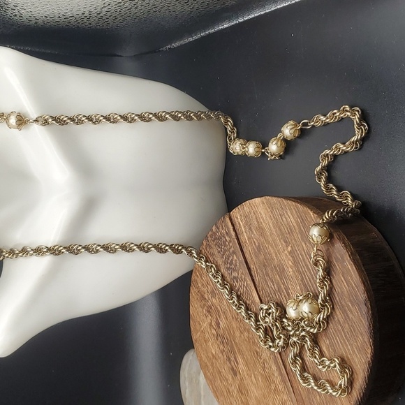 N3312 edwardian pearl orb chain necklace - Picture 1 of 2